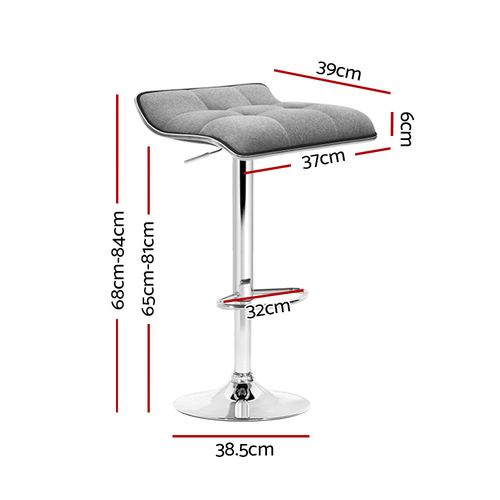 Artiss 2x Bar Stools Linen Padded Gas Lift